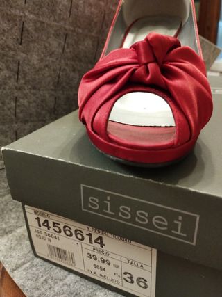 Zapatos fiesta raso rojo 36