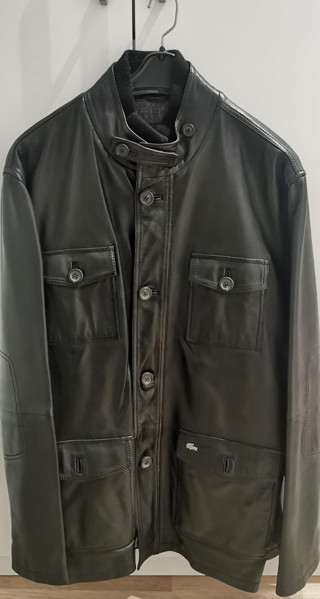 Chaqueta Piel Negra Lacoste original