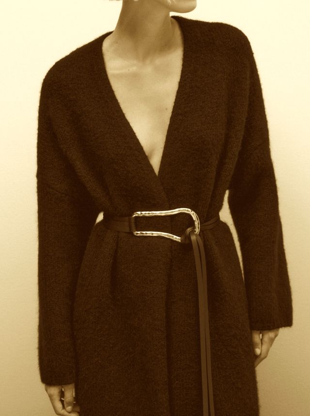 MASSIMO DUTTI Cárdigan largo tipo kimono - Marrón