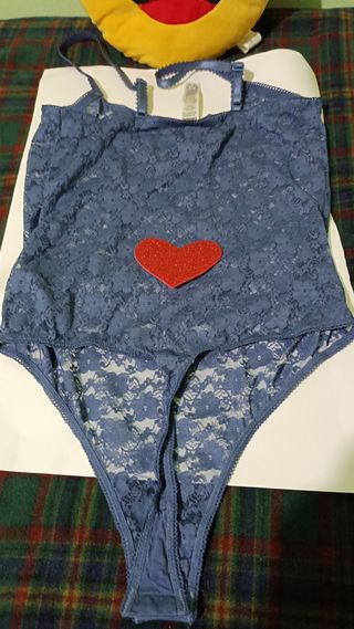 Body de encaje azul añil
