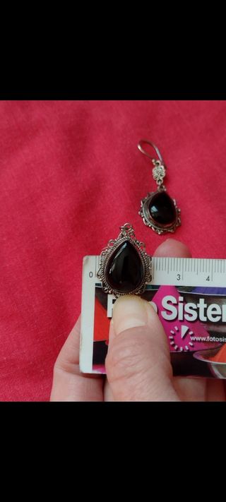 Pendientes, anillo plata y Agatha 