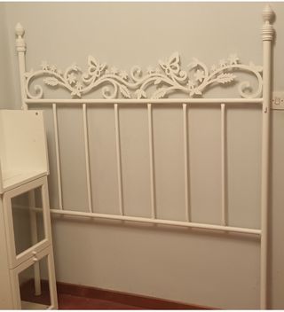 Cabecero forja blanco mariposas