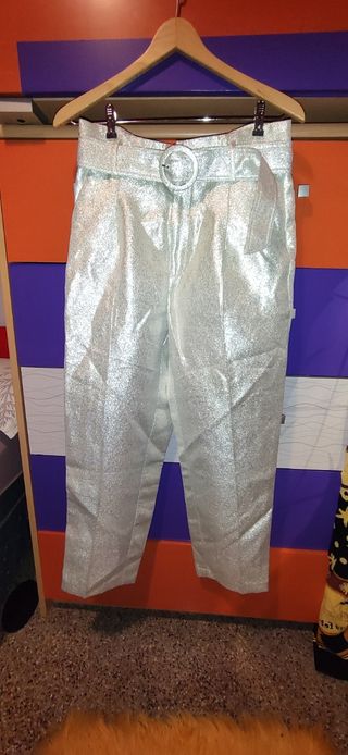 Pantalón plateado fiesta L