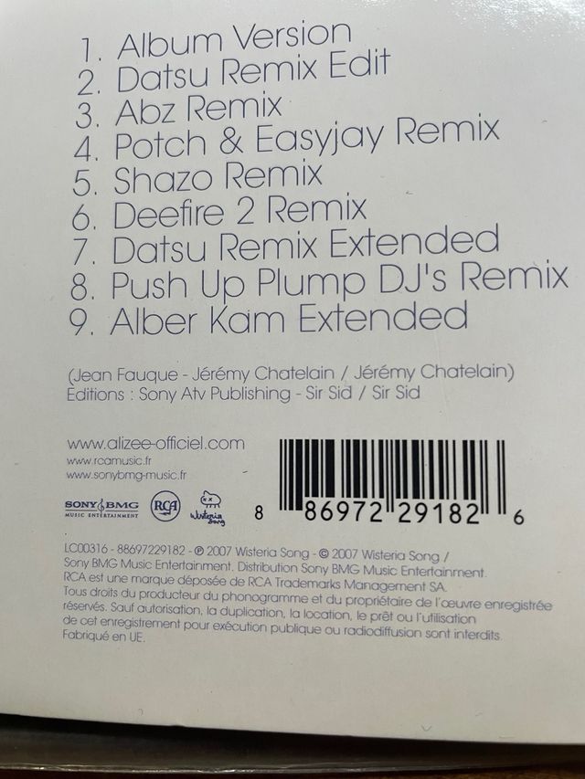 Alizée Mademoiselle Juliette CD Lolita Francia