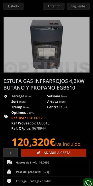 ESTUFA DE GAS MOD. EGB-610
