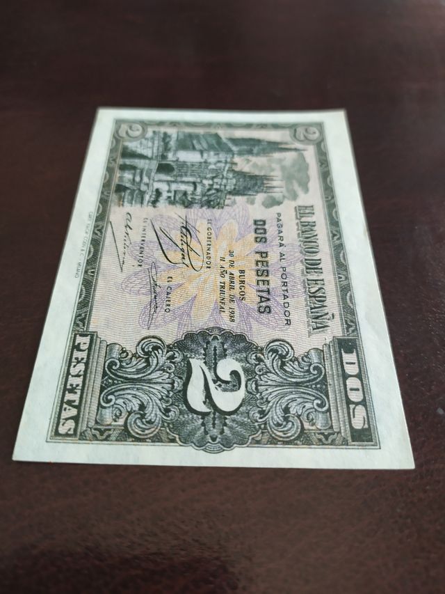 Billete de 2 pesetas de 1938.