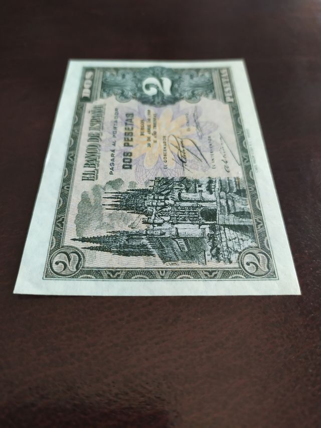 Billete de 2 pesetas de 1938.