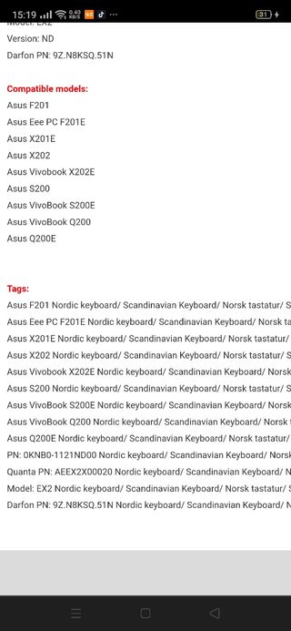 Teclado portátil Asus GZEELE