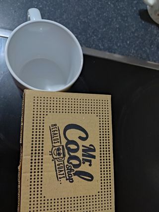 Taza nueva con mensaje.