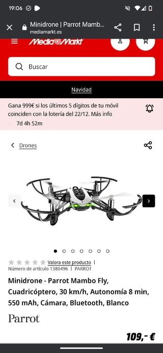 Dron Parrot Mambo Fly con Cámara