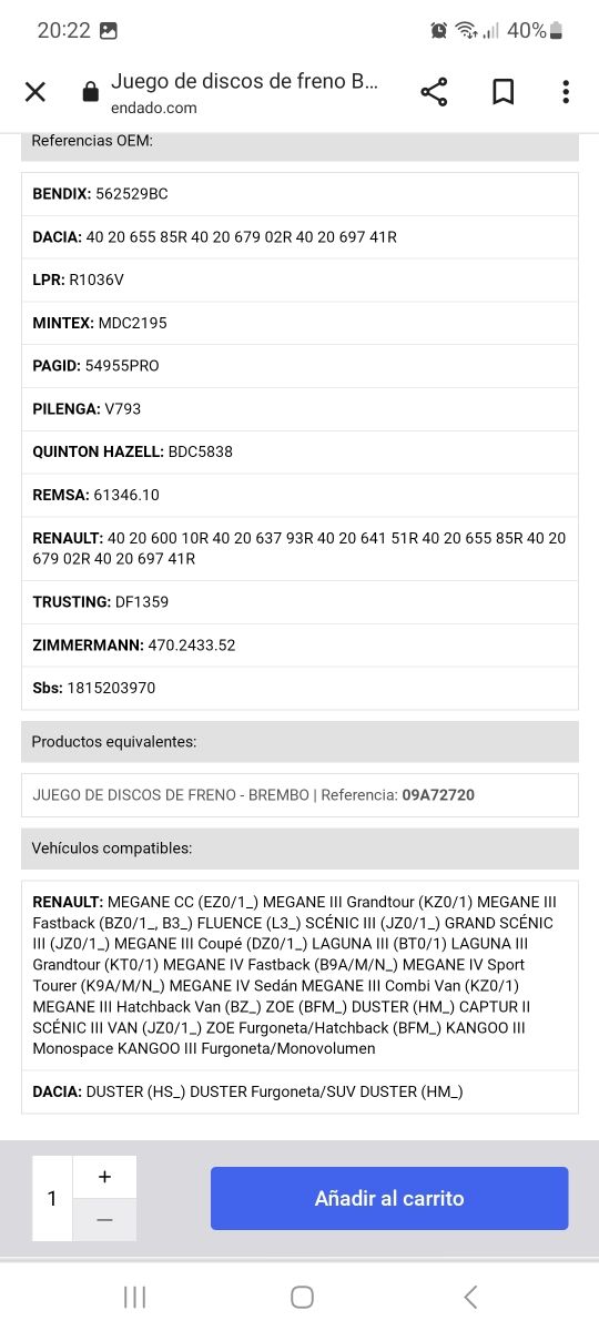 Discos de freno bosch para renault