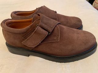 Zapato Blucher marrón niño serraje