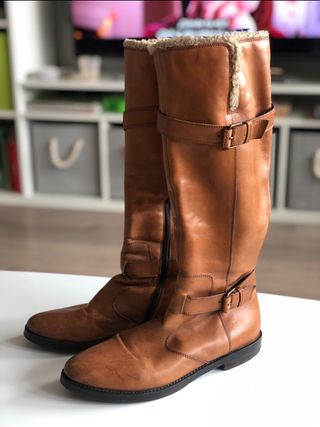 Botas altas de piel auténtica talla 37