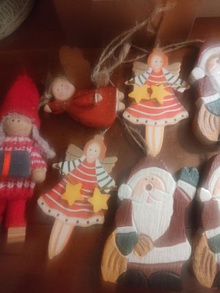 Lote adornos árboles navidad en madera