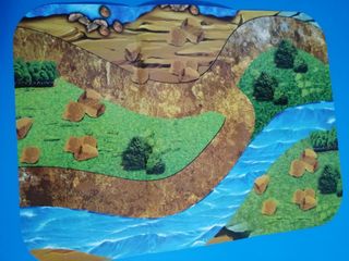 Parque tropical con 5 dinosaurios.