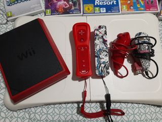 Wii mini roja + plataforma fit + juegos 