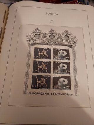Tema Europa 1993 sellos y hojas