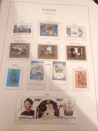 Tema Europa 1992 sellos y hojas