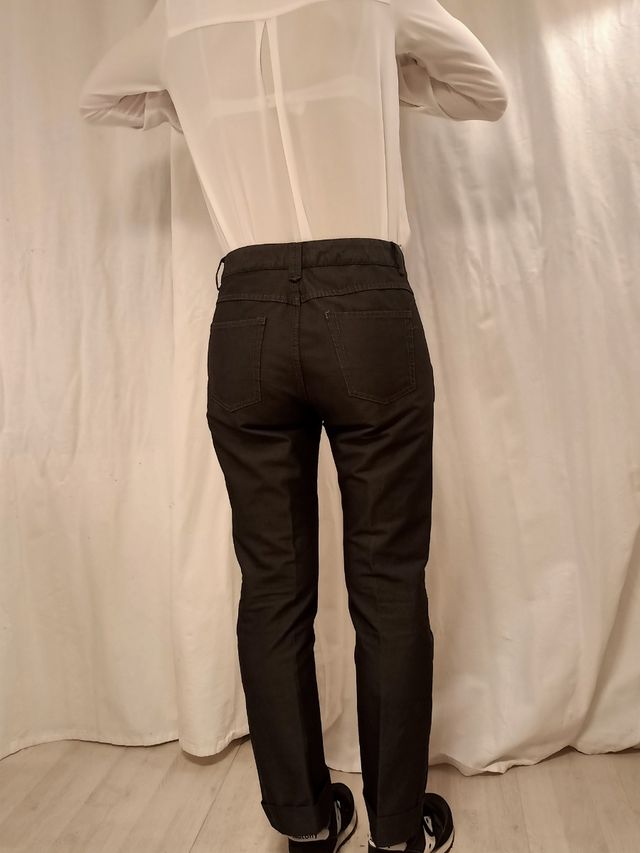 Pantalone a vita alta in cotone stretch