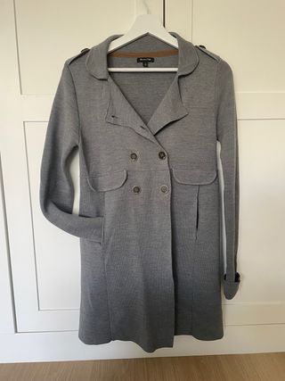 Abrigo chaqueton gris de lana Massimo Dutti