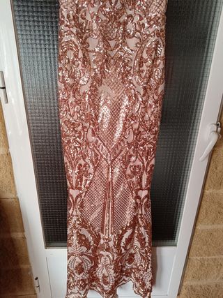 Vestido fiesta lentejuelas dorado 38