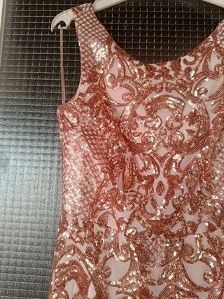 Vestido fiesta lentejuelas dorado 38