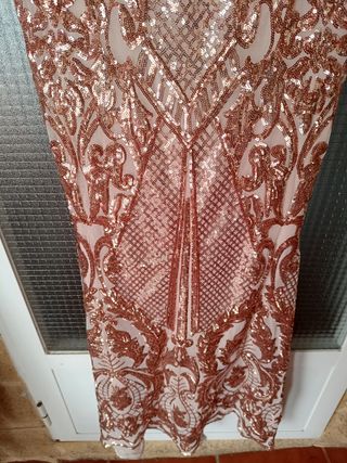 Vestido fiesta lentejuelas dorado 38