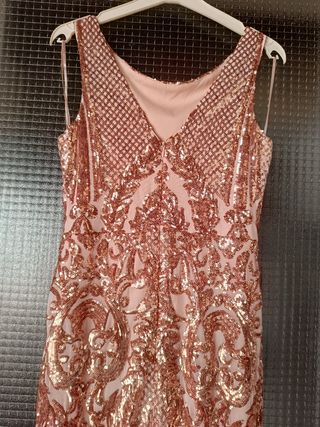Vestido fiesta lentejuelas dorado 38