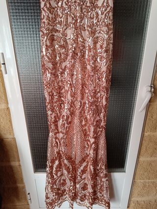 Vestido fiesta lentejuelas dorado 38