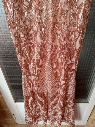 Vestido fiesta lentejuelas dorado 38