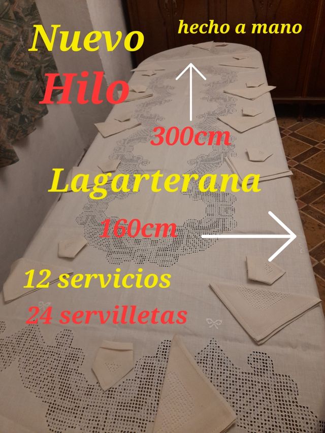 Tovaglia in filato nuovo con ricamo Lagarterana