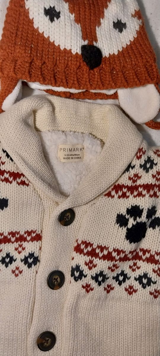 Chaqueta bebé Lana + gorrito ( Nuevo) 9-12m.