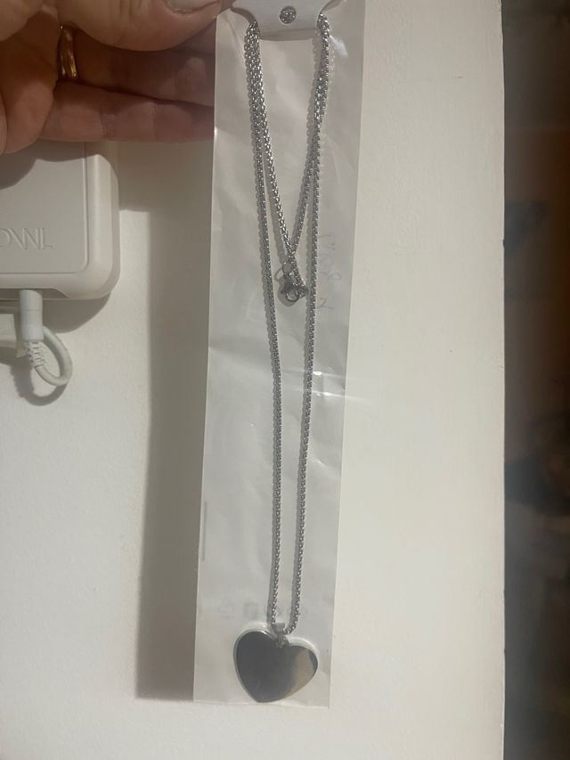collana in argento acciaio pendente a cuore