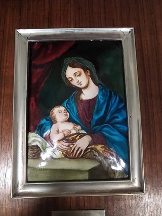 Cuadro Esmalte La Virgen de Belén-enmarcado en pla