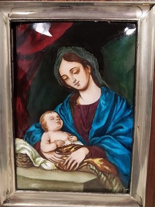 Cuadro Esmalte La Virgen de Belén-enmarcado en pla