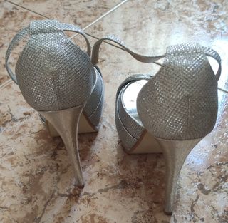 Zapato de tacón fiesta mujer plata talla 38!!