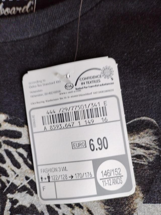 Camiseta niño estampada gris leopardo algodón