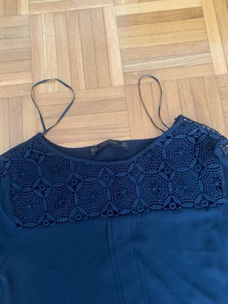 Blusa Zara mujer azul marino