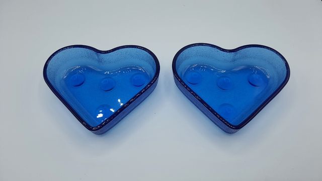 ciotole(12 pz.)vetro blu nuove.Forma Cuore.Italy.