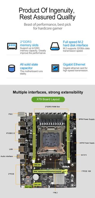 Placa Base x79 + Xeon E5 2650v2 + 16g ram PC Intel