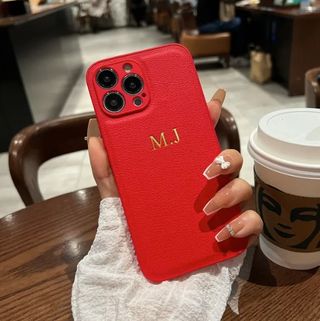 Funda personalizada iPhone cuero grabada