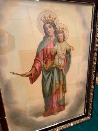 Antigua lámina enmarcada María Auxiliadora.