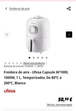 Airfryer - Freidora de aire UFESA CAPSULE
