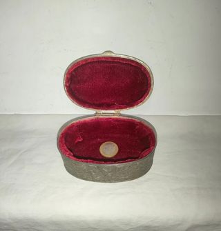 Antiguo joyero caja joyas francesa estaño zinc