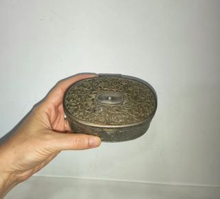 Antiguo joyero caja joyas francesa estaño zinc