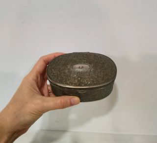 Antiguo joyero caja joyas francesa estaño zinc