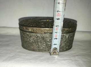 Antiguo joyero caja joyas francesa estaño zinc