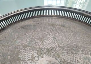 Antigua bandeja gran tamaño Francesa FLEURON Plata