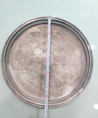 Antigua bandeja gran tamaño Francesa FLEURON Plata