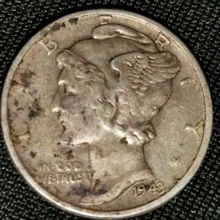 Moneda one dime de plata 1943
